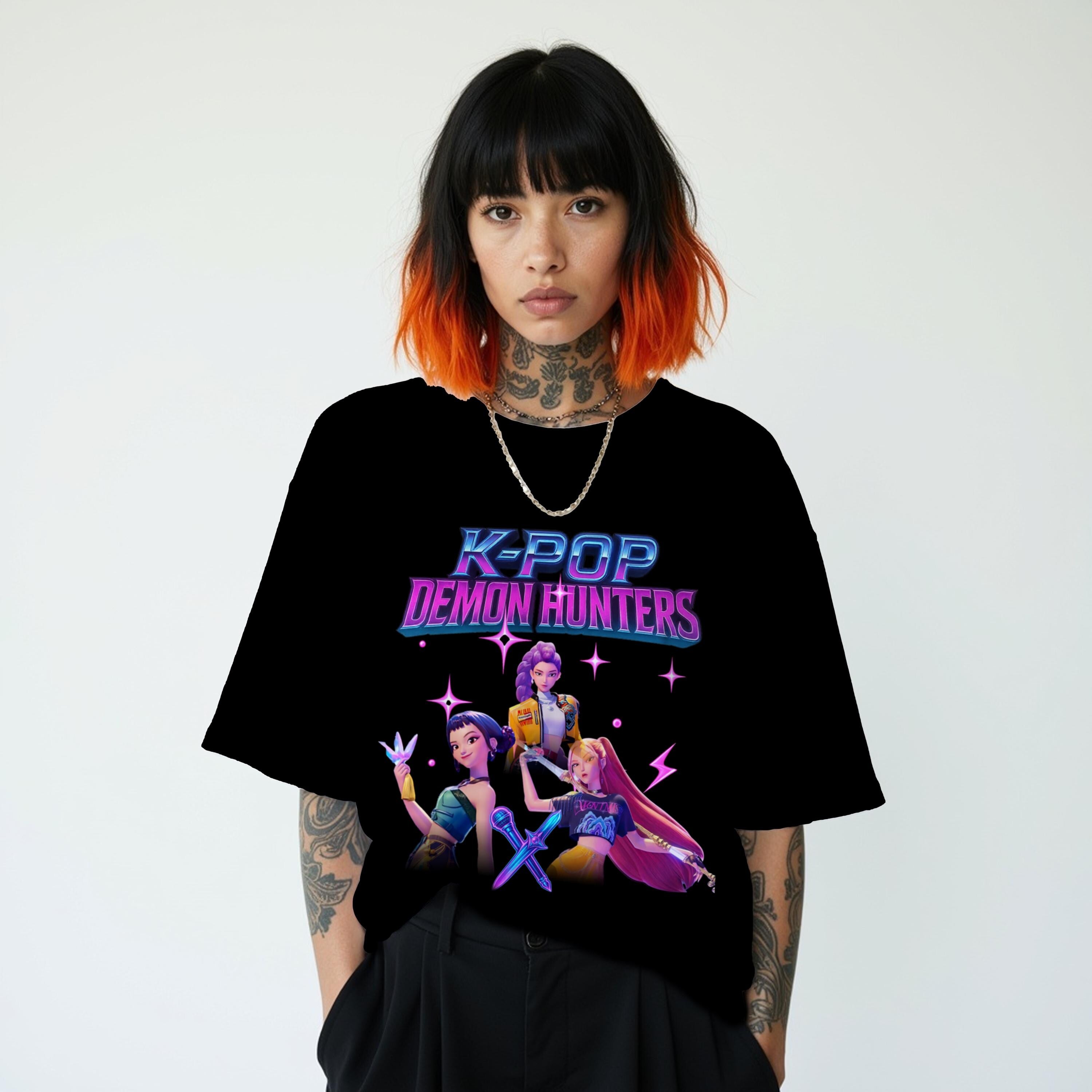 Kpop Demon Hunters T Shirt, Comfort Colors Tee, Huntrix Girl Shirt, Gift for Kpop Fan, Mira Rumi Joey, Idol Group, Huntrix Merch