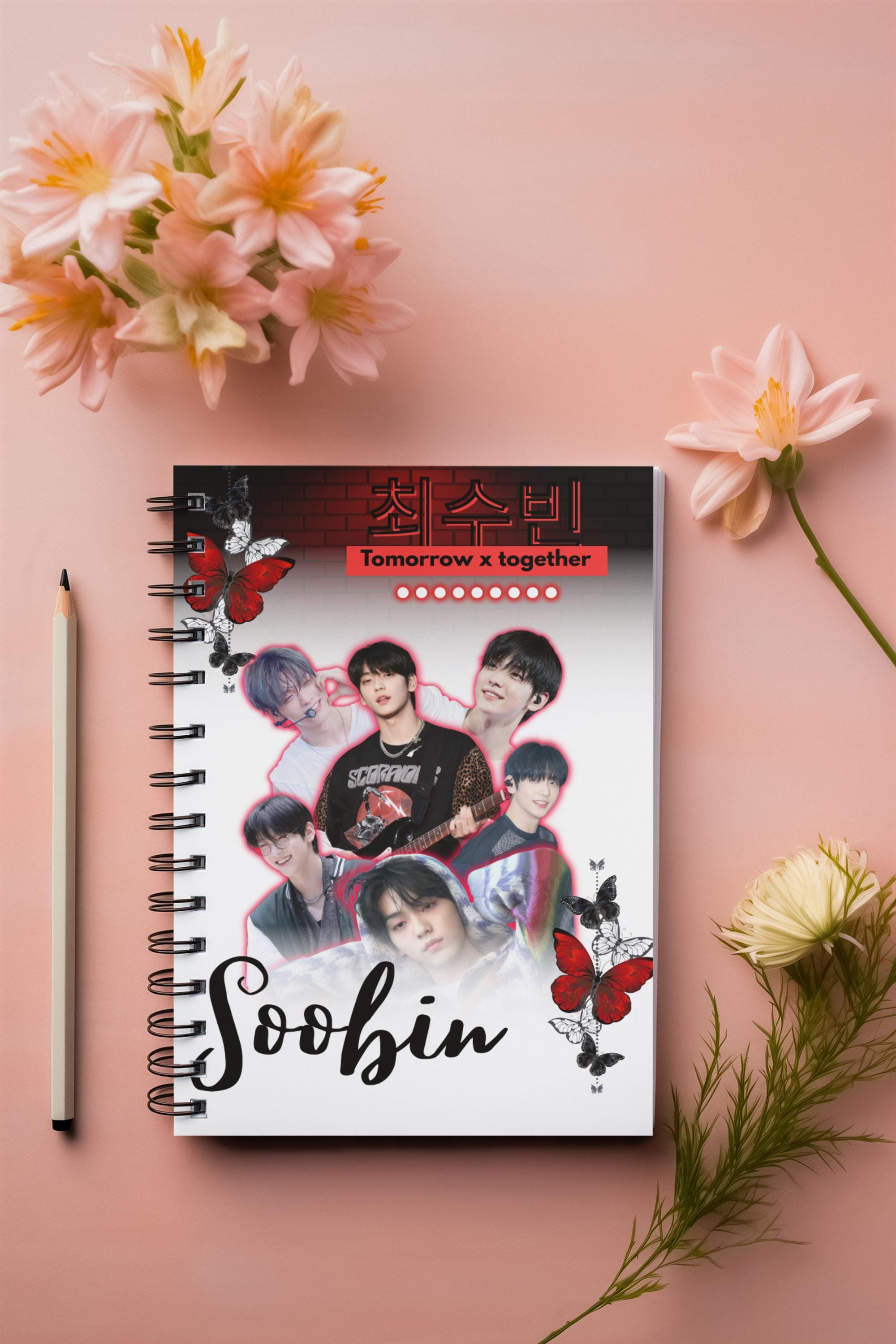 Custom Kpop Idol Notebook: Ruled Line Spiral Notebook