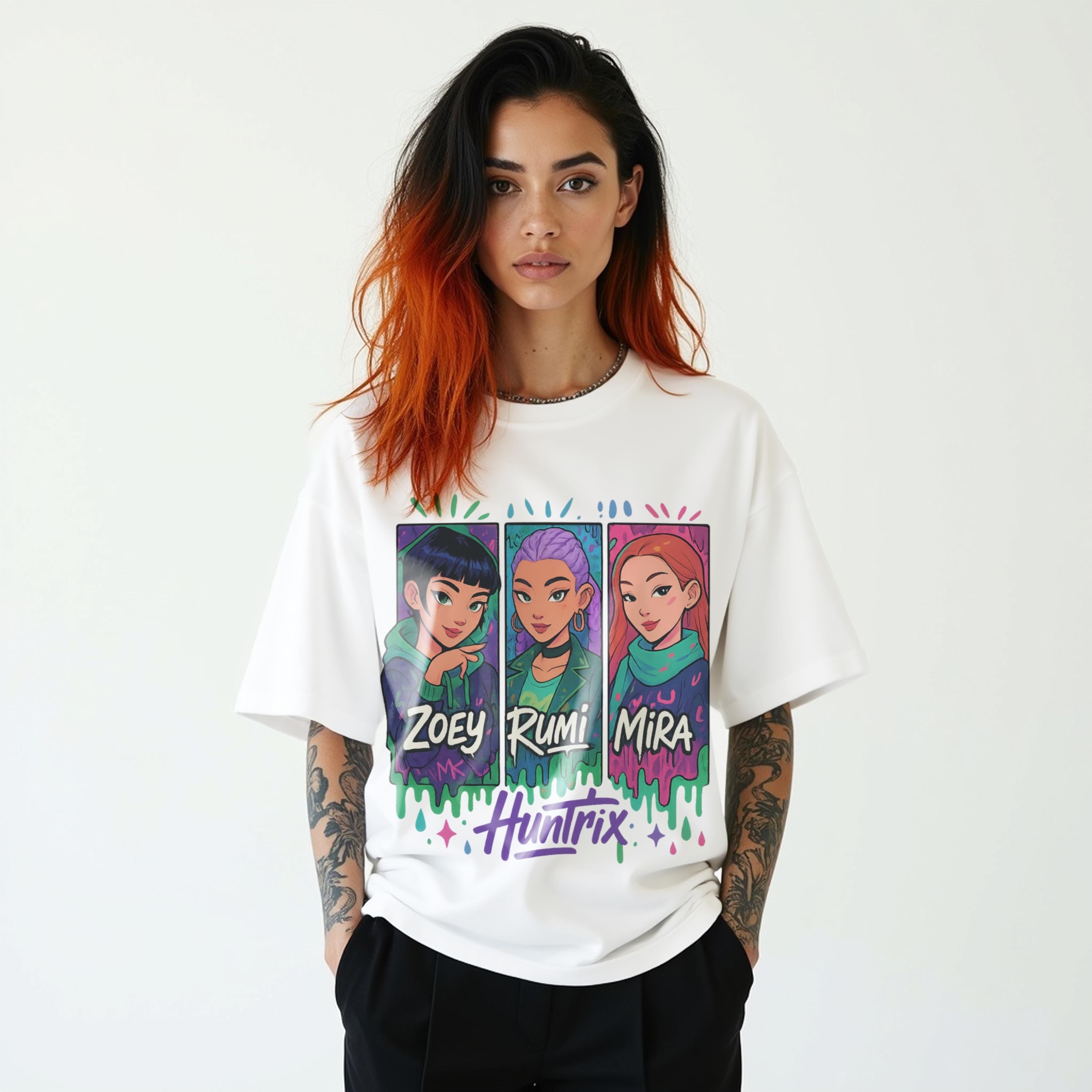 Kpop Demon Hunters T Shirt, Comfort Colors Tee, Huntrix Girl Shirt, Gift for Kpop Fan, Mira Rumi Joey, Idol Group, Huntrix Merch