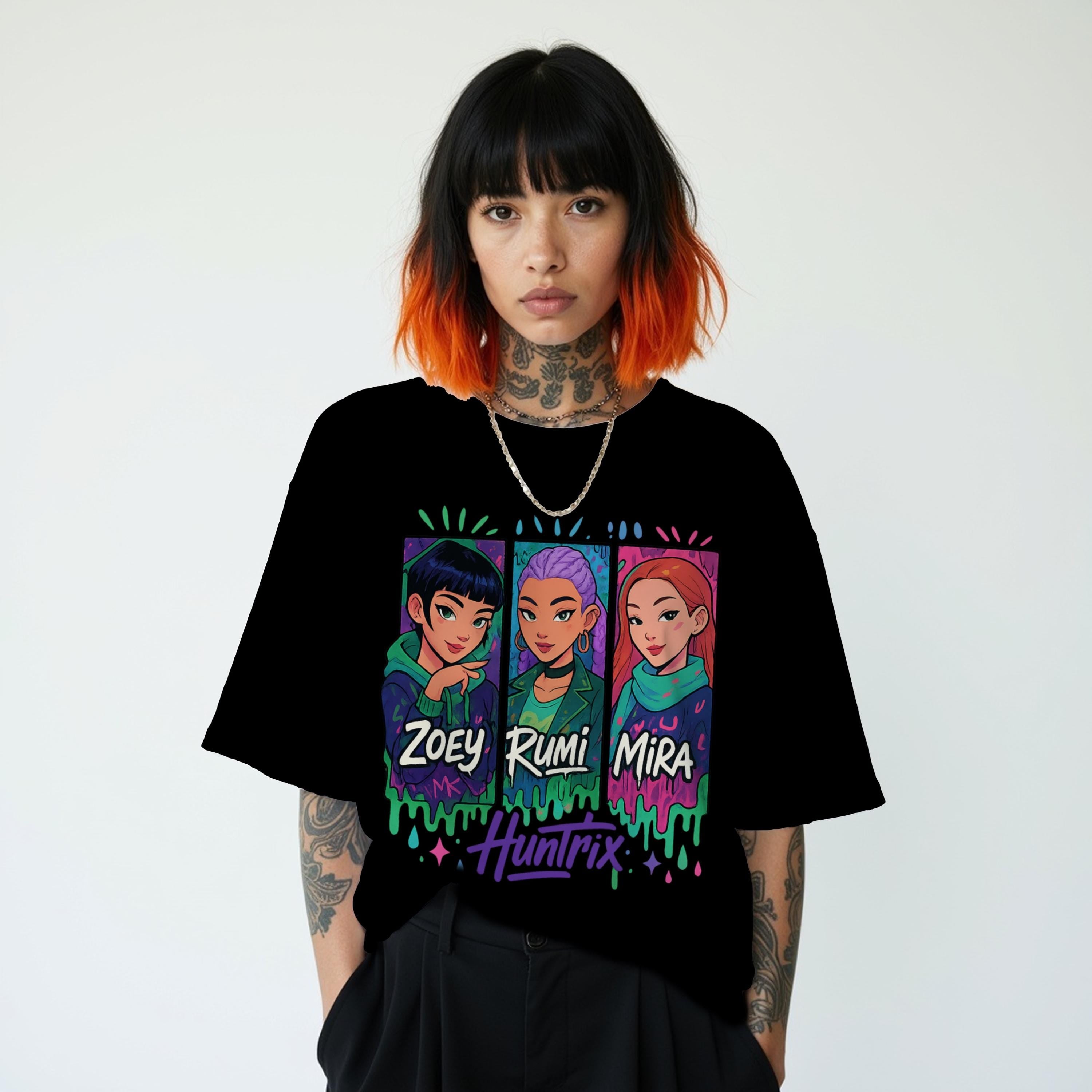 Kpop Demon Hunters T Shirt, Comfort Colors Tee, Huntrix Girl Shirt, Gift for Kpop Fan, Mira Rumi Joey, Idol Group, Huntrix Merch
