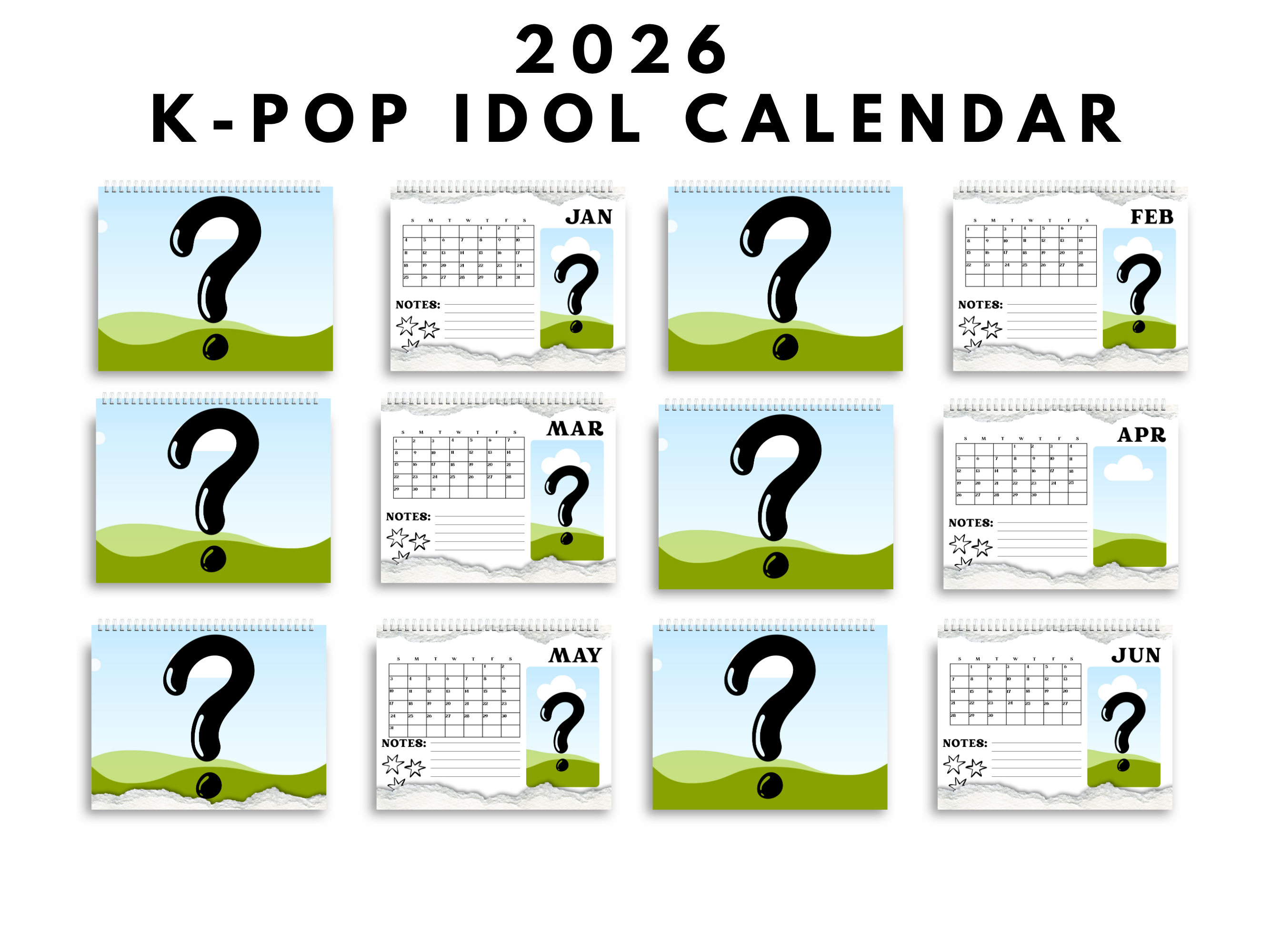 P1 harmony calendar 2026 , wall calendar for kpop fans