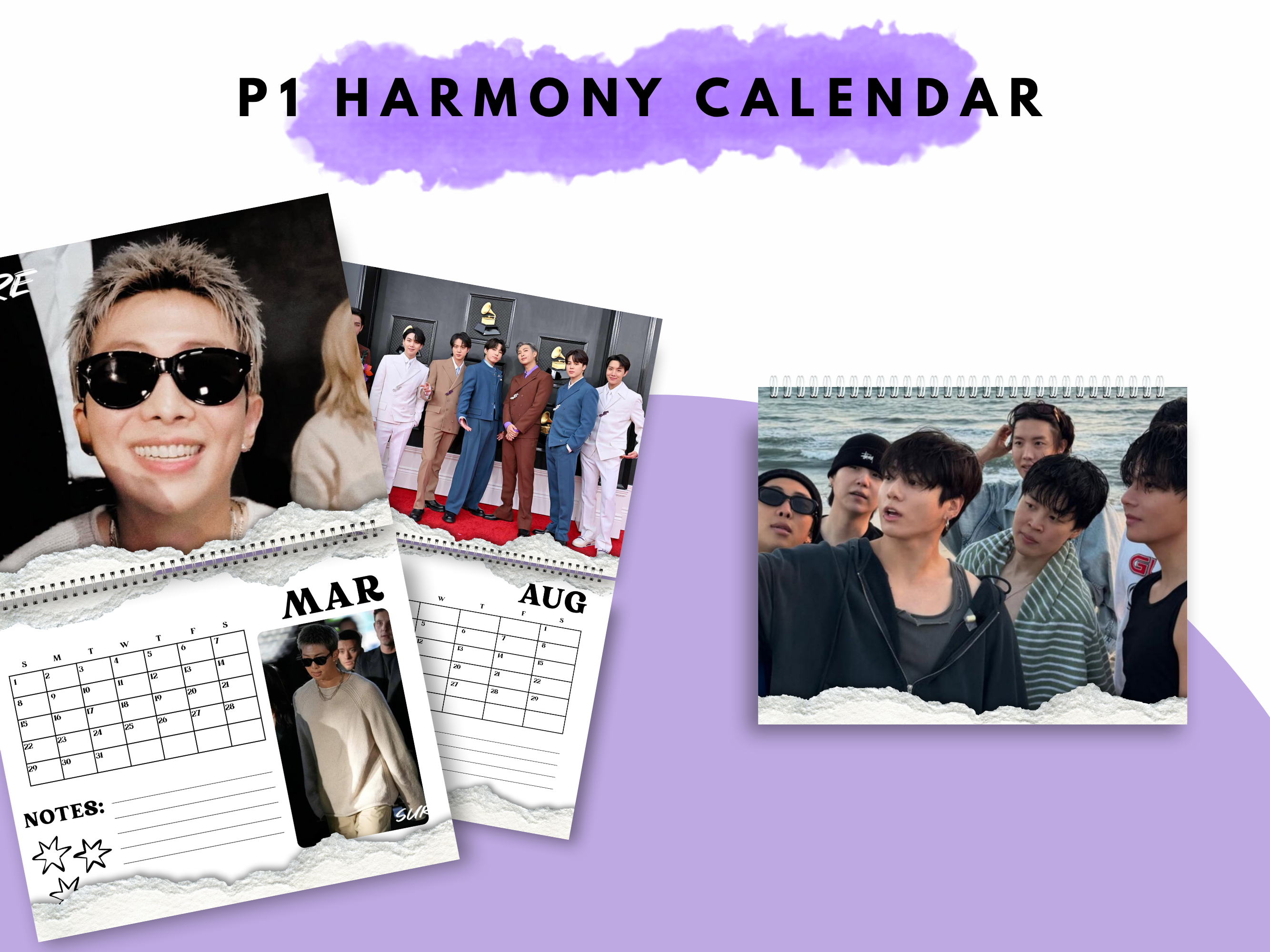 P1 harmony calendar 2026 , wall calendar for kpop fans