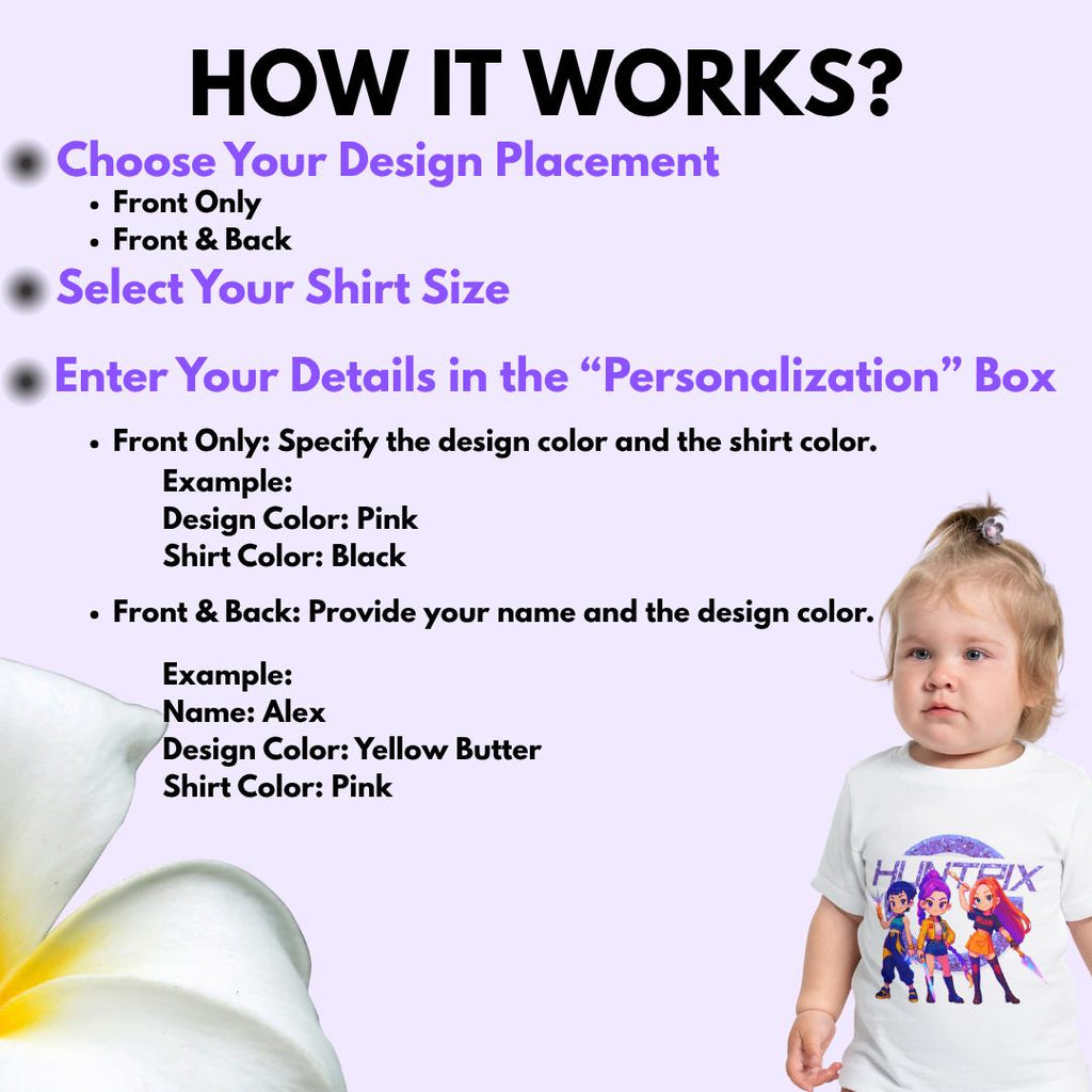 Custom Huntrix Demon Hunters T Shirts, First Day of Kindergarten Shirt, Back to School Outfit, Kids T Shirts, Birthday Gift for Kid