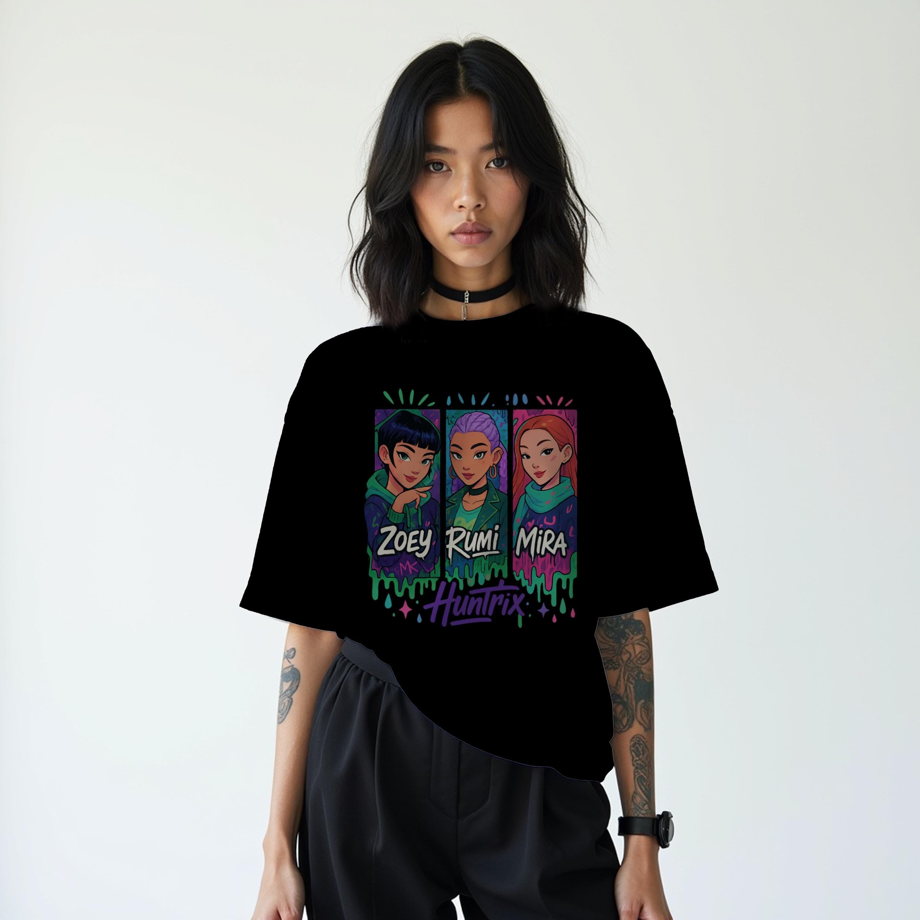Kpop Demon Hunters T Shirt, Comfort Colors Tee, Huntrix Girl Shirt, Gift for Kpop Fan, Mira Rumi Joey, Idol Group, Huntrix Merch