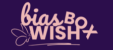 Logo of 'bias box wish' with a butterfly on a dark purple background